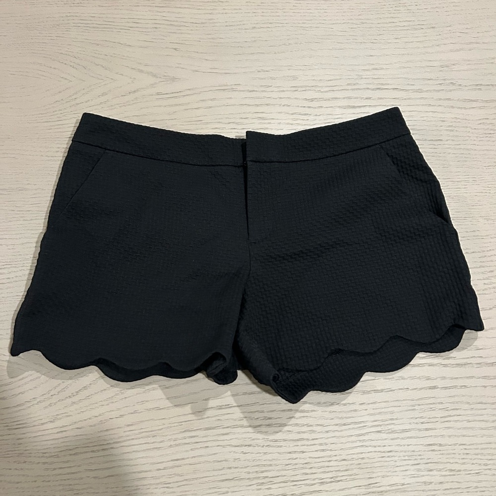 Club Monaco Black High Waist Scalloped Shorts
